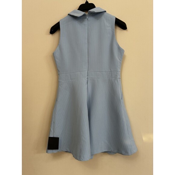 Lulus  Blue Pinstriped Collared Mini Dress With Pockets NWT Size L Large - Picture 9 of 11